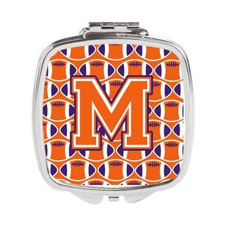 CAROLINES TREASURES Letter M Football Orange, White and Regalia Compact Mirror CJ1072-MSCM